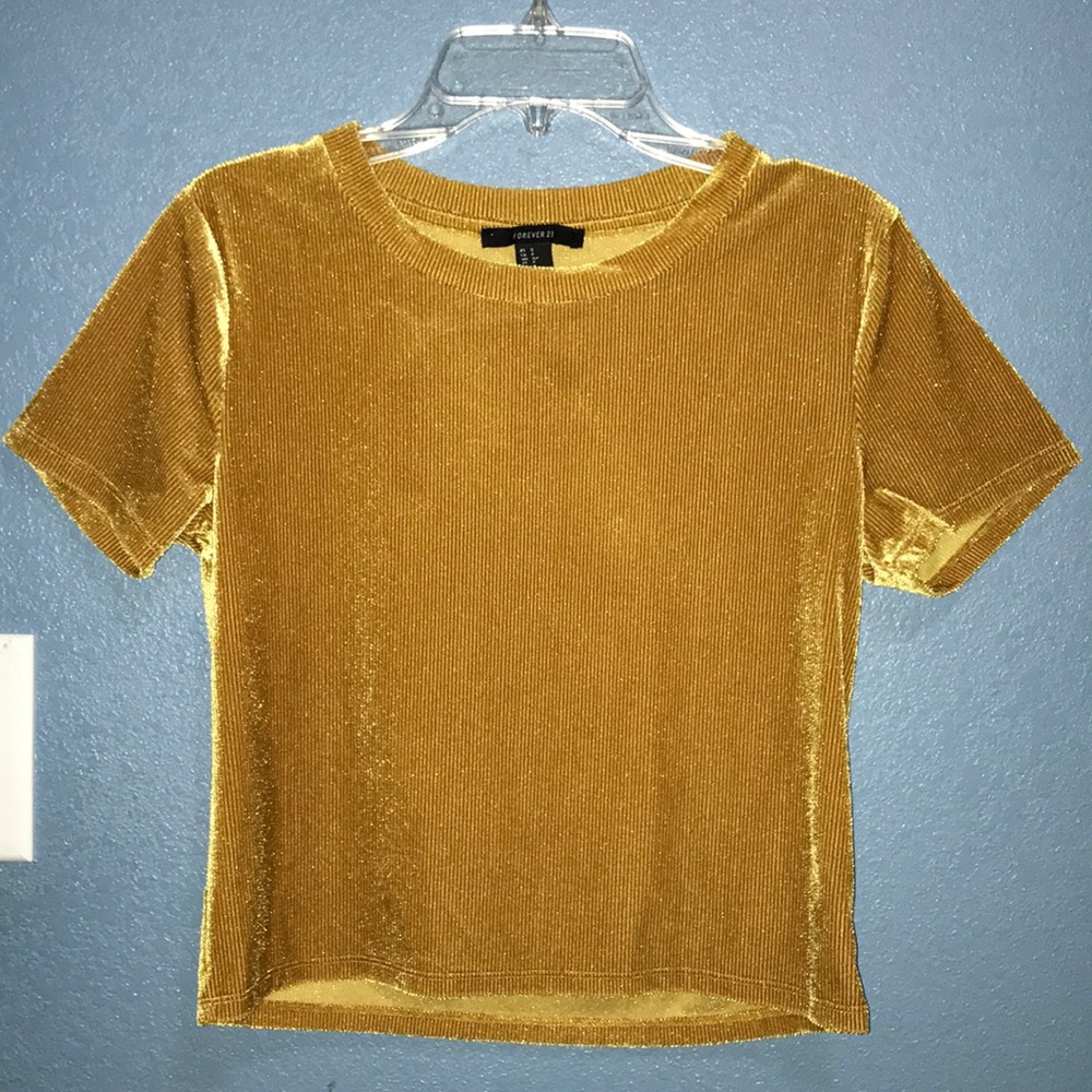 RIBBED YELLOW VELVET TOP